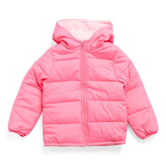 Carter's Girls Size 12 Puffer Jacket Pink Fleece Lined Hooded NWT $44 - Picture 1 of 11